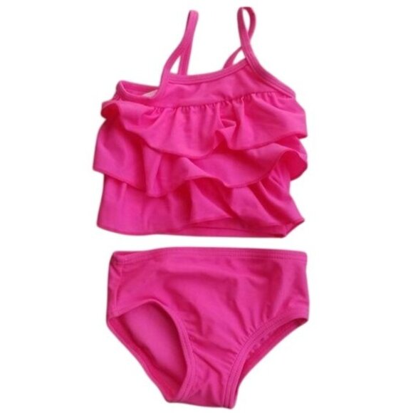 Carters Baby Girl Ruffle Tankini Swimsuit 3M hot Pink summer vacation beach - Picture 1 of 3